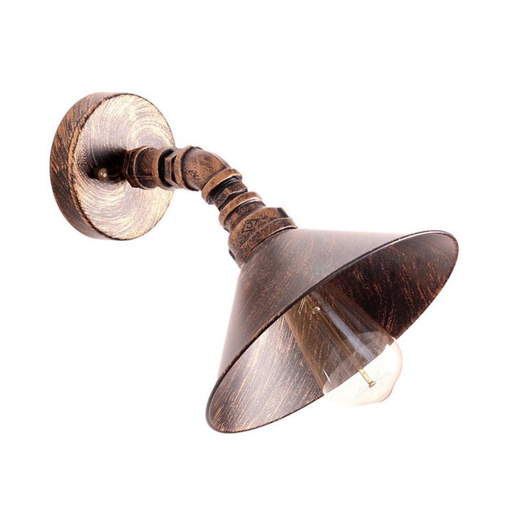 BowLift | One Bulb Wall Lamp with Cone Shade Metal Industrial Bedroom Wall Light Fixture in Black/Rust