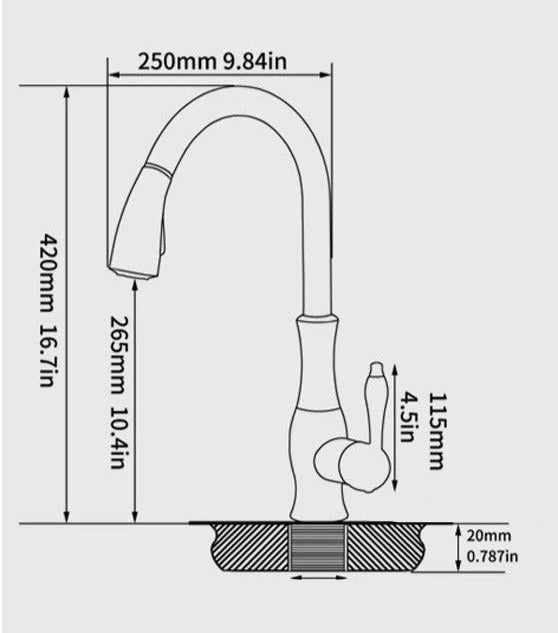BowLift | Modern Pull-Out Kitchen Mixer Tap – Stainless Steel 360° Swivel with Extendable Spray Head