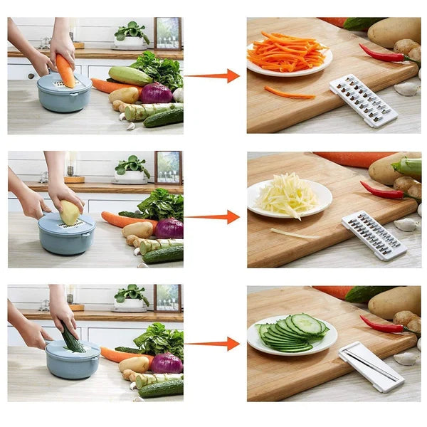 SliceMaster 12-in-1 Vegetable Slicer — Transforms your kitchen into a sparkling clean cooking paradise full of moments of enjoyment | Bowlift