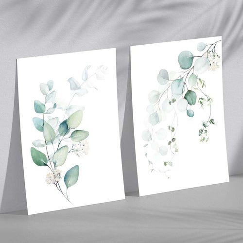 Blue-green eucalyptus set of 2 artificial prints | Bowlift