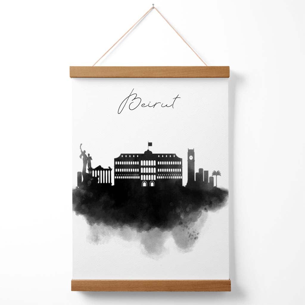 Beirut Watercolor Skyline City Poster with Hanger | Bowlift