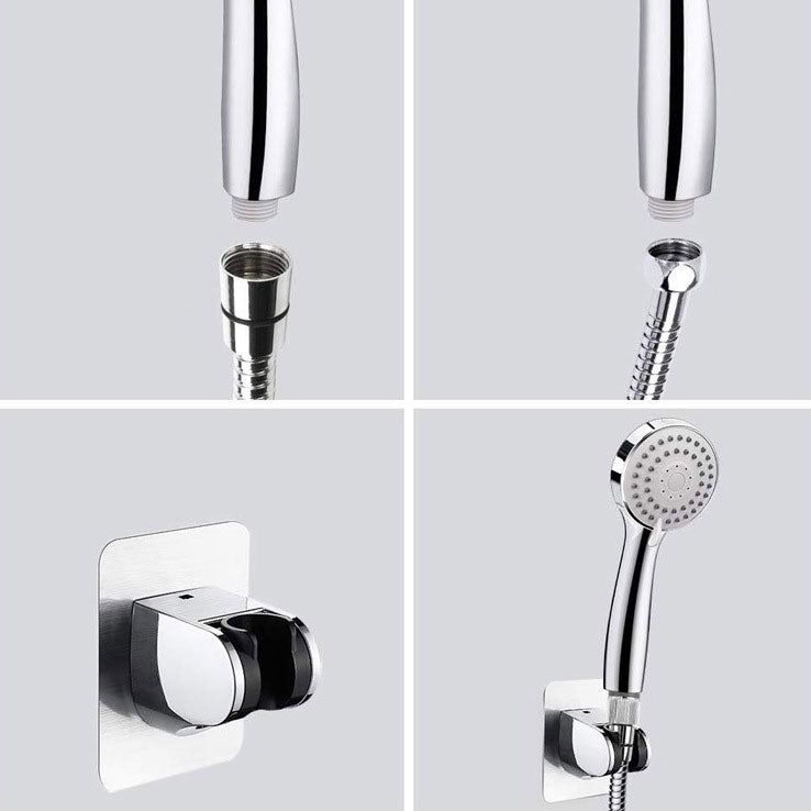 BowLift | 4-Setting Silver Shower Set Concealed Wall Mount Holder Tee with Outlet