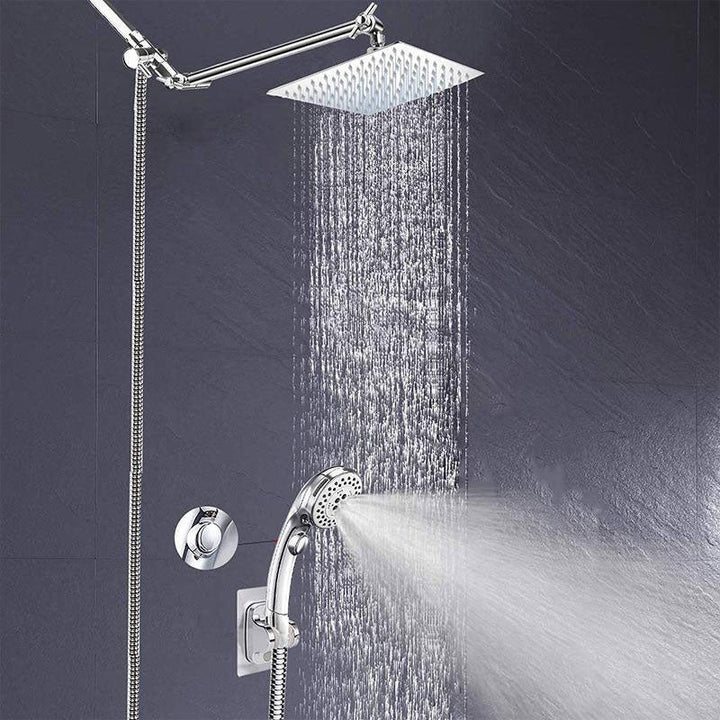 BowLift | Stainless Steel 8 Inch Shower Set 5 Sprays Handheld Shower Head Shower Arm