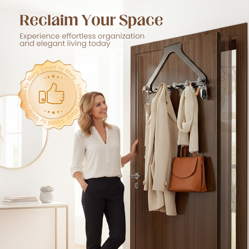 ClariHold Door Hook Rack — More space and organization, completely without drilling stress or door damage | Bowlift