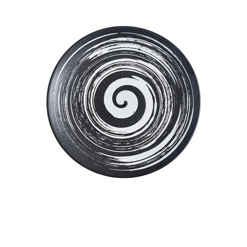 6/8/10" Ceramic Flat Dish Retro Japanese Style Steak Plate Pasta Tray | Bowlift