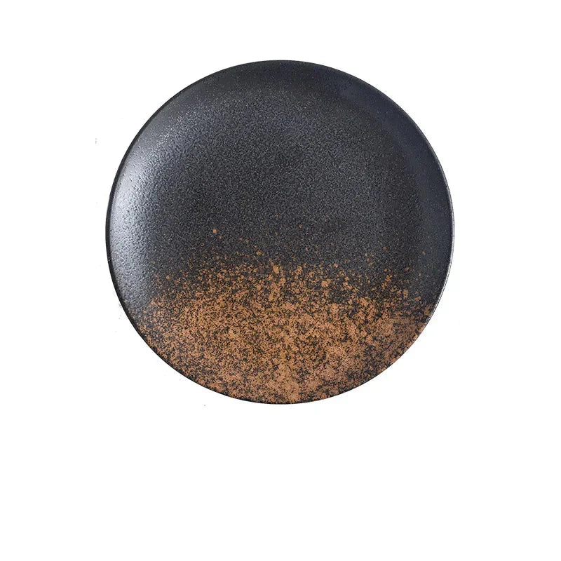 6/8/10" Ceramic Flat Dish Retro Japanese Style Steak Plate Pasta Tray | Bowlift