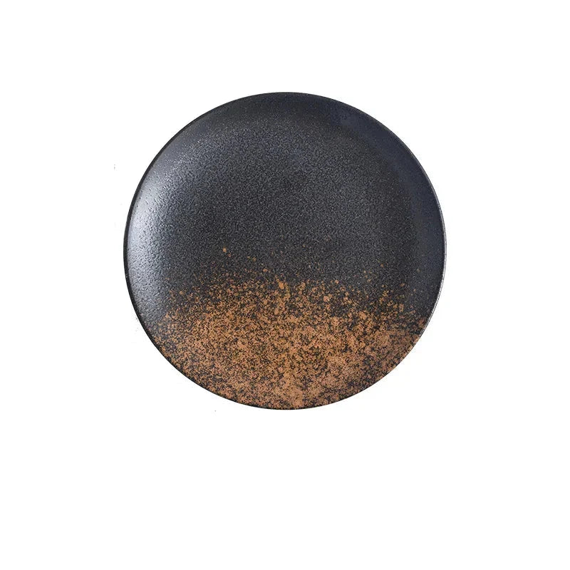 6/8/10" Ceramic Flat Dish Retro Japanese Style Steak Plate Pasta Tray | Bowlift