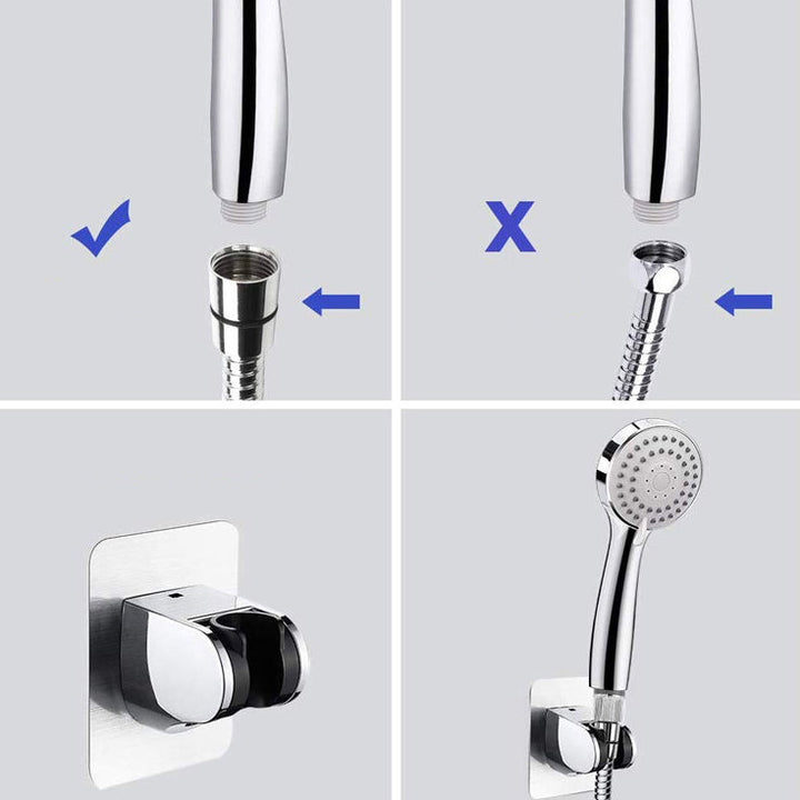 BowLift | Modern Dual Shower Head Square High Arch Shower Head Combination in Silver