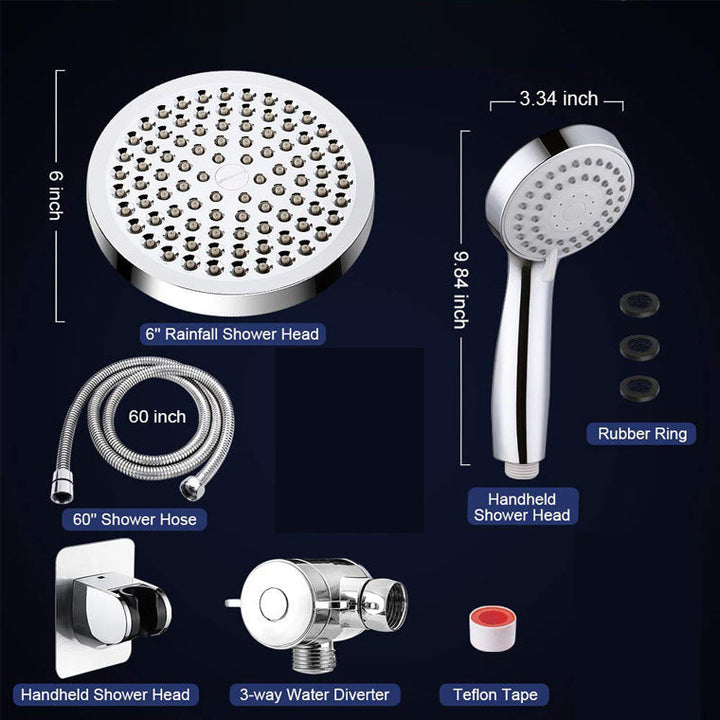 BowLift | Modern Dual Shower Head Square High Arch Shower Head Combination in Silver