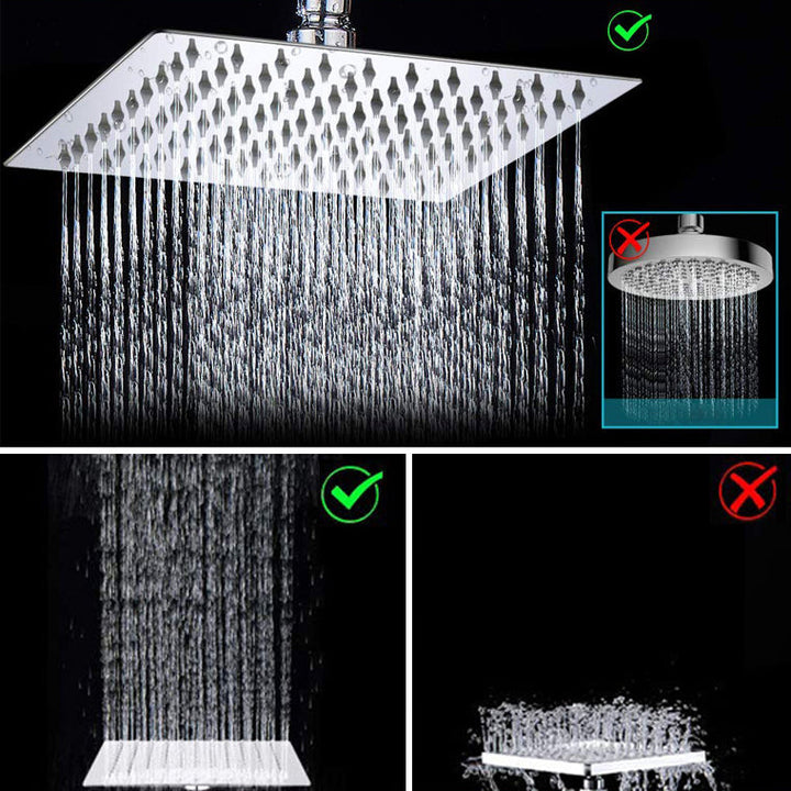 BowLift | Contemporary Dual Shower Head Square High Arc Shower Head Combination in Chrome