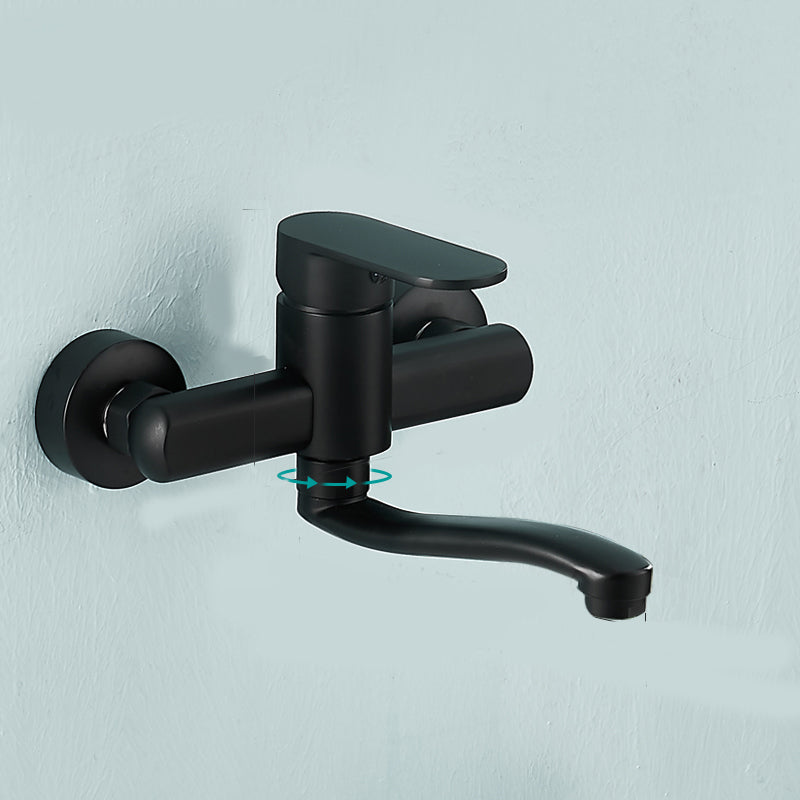 BowLift | Low-Arc Bathtub Filler Black Lever Wall-Mounted Copper Bathtub Filler