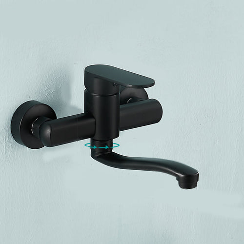 BowLift | Low-Arc Bathtub Filler Black Lever Wall-Mounted Copper Bathtub Filler