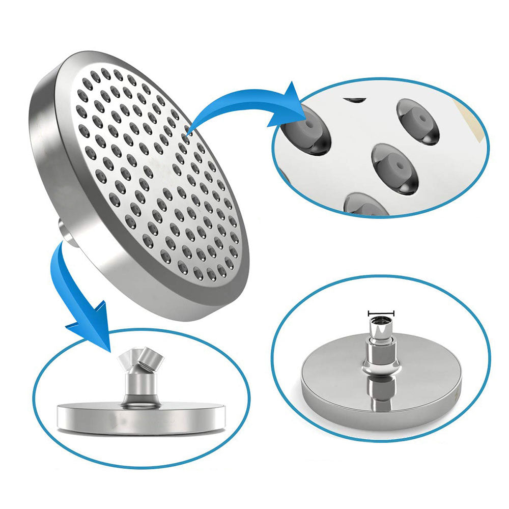BowLift | Contemporary Fixed Shower Head Round Metal Spray Head in Silver