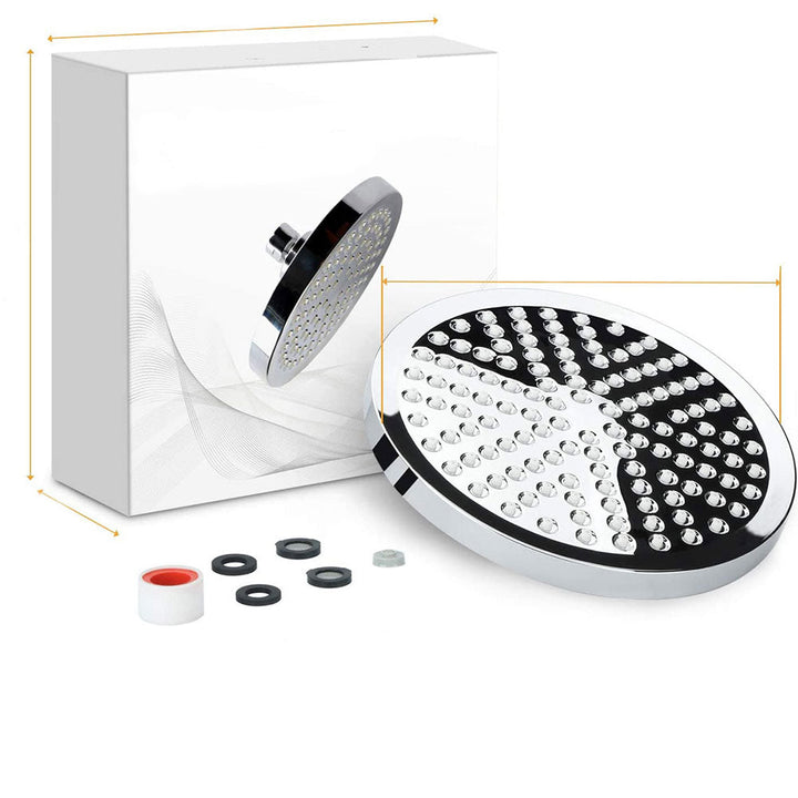 BowLift | Contemporary Fixed Shower Head Round Metal Spray Head in Silver