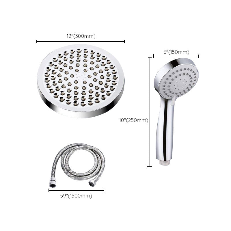 BowLift | Modern Standard Shower Set Double Round Metal Adjustable Spray Pattern Shower Head