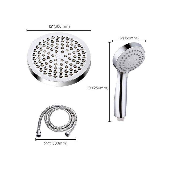 BowLift | Modern Standard Shower Set Double Round Metal Adjustable Spray Pattern Shower Head