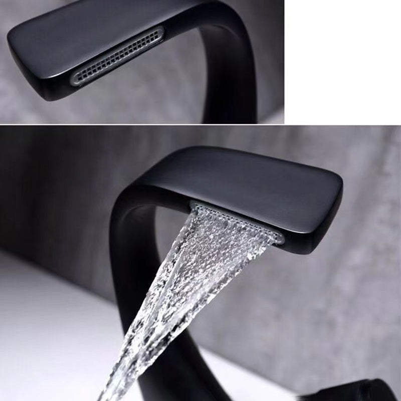 BowLift | Button Handle Faucet Contemporary Style Faucet with Waterfall Spout