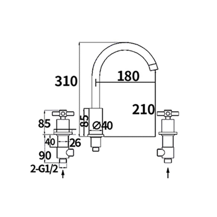 BowLift | Traditional Style Roman Tub Faucet Copper Wall Mounted Roman Tub Faucet
