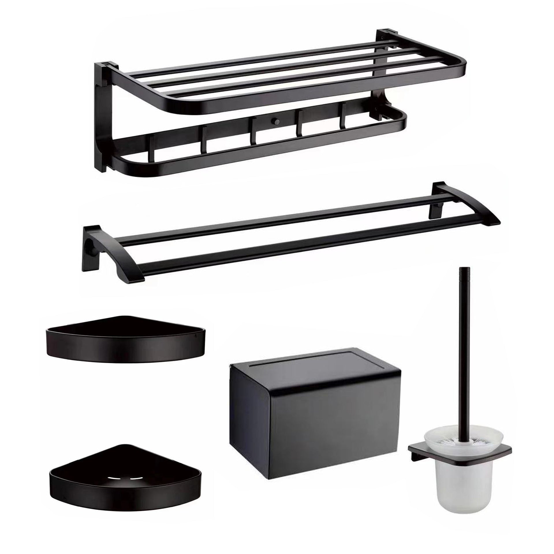 BowLift | Contemporary Metal 6-piece Bathroom Accessory Set with Bathroom Shelf