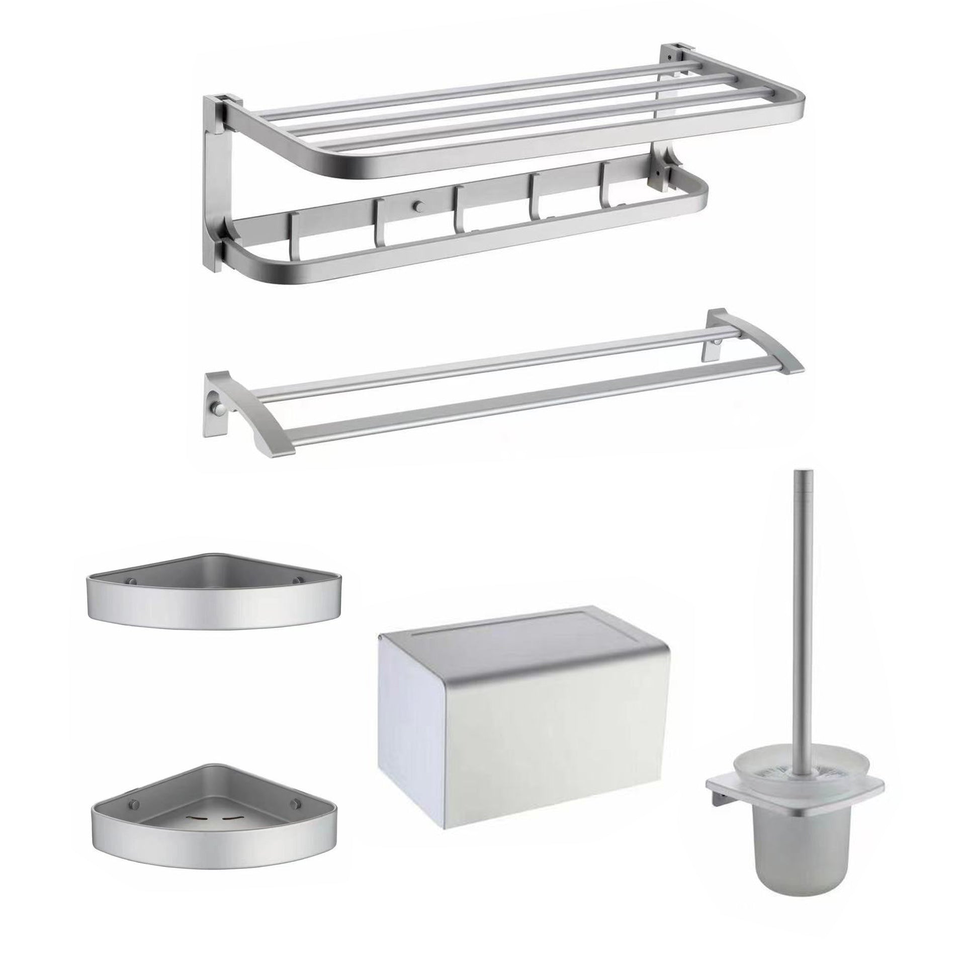 BowLift | Contemporary Metal 6-piece Bathroom Accessory Set with Bathroom Shelf