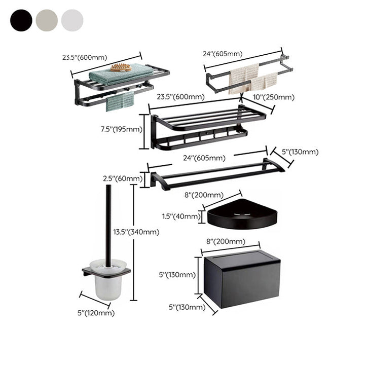 BowLift | Contemporary Metal 6-piece Bathroom Accessory Set with Bathroom Shelf