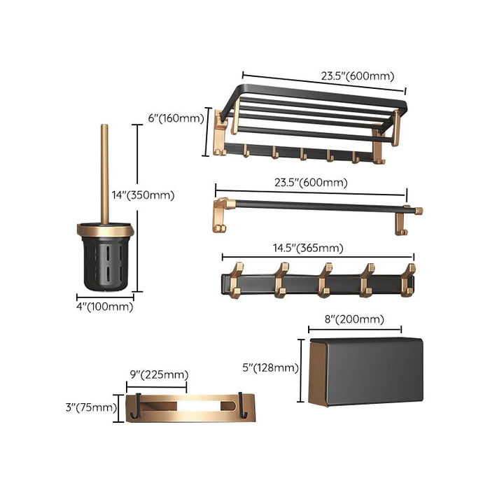 BowLift | Contemporary Metal 6-piece Bathroom Accessory Set with Bathroom Shelf