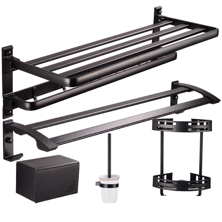 BowLift | Modern 5-piece bathroom accessory set with triangular bath shelf
