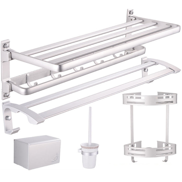 BowLift | Modern 5-piece bathroom accessory set with triangular bath shelf
