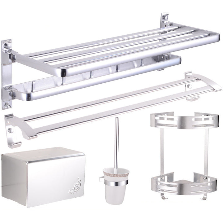 BowLift | Modern 5-piece bathroom accessory set with triangular bath shelf