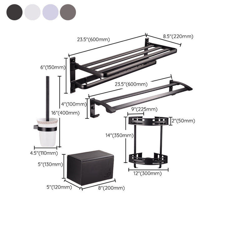 BowLift | Modern 5-piece bathroom accessory set with triangular bath shelf