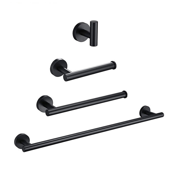 BowLift | Matt Black Bathroom Accessory Set Stainless Steel Towel Bar/Paper Holder/Bath Towel Hook