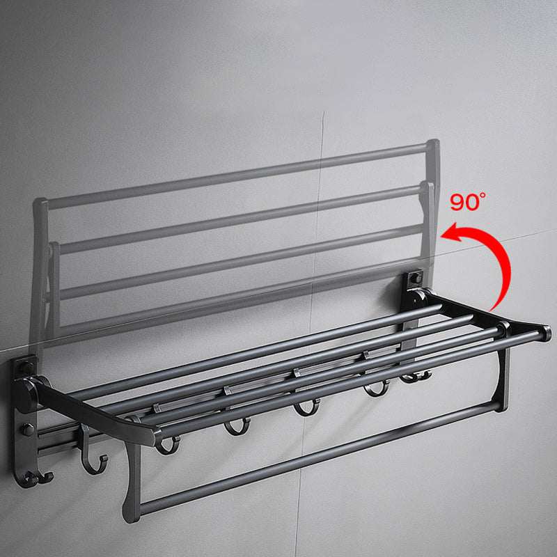 BowLift | 6-piece modern bathroom hardware set in matte black with bathroom shelf/towel holder & bathrobe hook