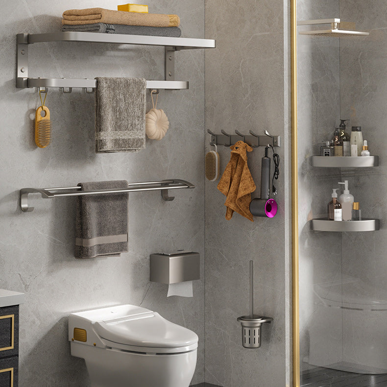 BowLift | Modern Gray Bathroom Accessories Set Aluminum Stainless Steel Bathroom Shelf/Towel Hooks/Towel Bar
