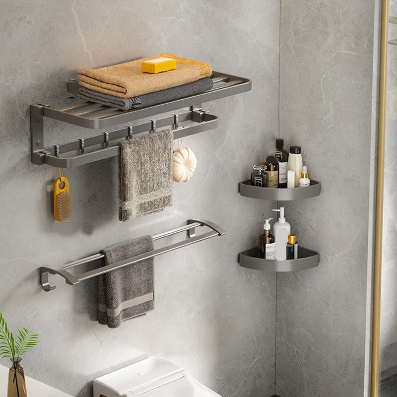 BowLift | Modern Gray Bathroom Accessories Set Aluminum Stainless Steel Bathroom Shelf/Towel Hooks/Towel Bar