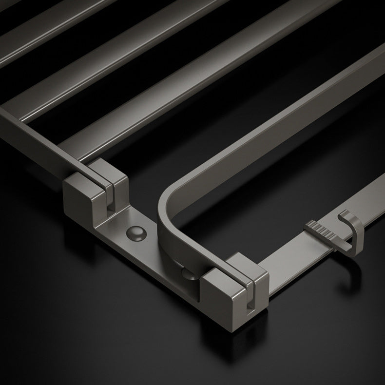 BowLift | Modern Gray Bathroom Accessory Set Aluminum Stainless Steel Bathroom Shelf/Towel Hooks/Towel Bar