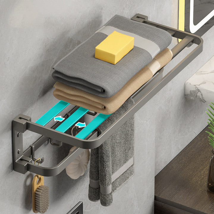 BowLift | Modern Gray Bathroom Accessories Set Aluminum Stainless Steel Bathroom Shelf/Towel Hooks/Towel Bar