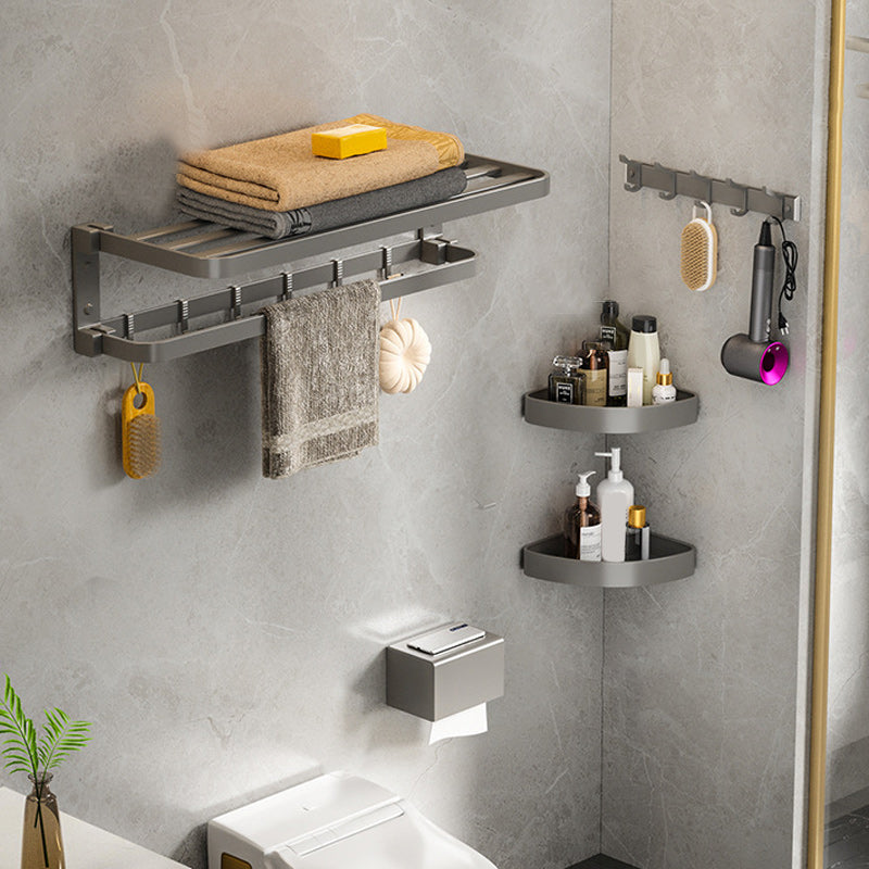 BowLift | Modern Gray Bathroom Accessories Set Aluminum Stainless Steel Bathroom Shelf/Towel Hooks/Towel Bar