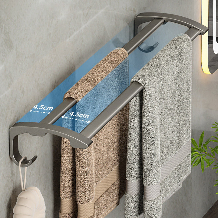 BowLift | Modern Gray Bathroom Accessory Set Aluminum Stainless Steel Bathroom Shelf/Towel Hooks/Towel Bar