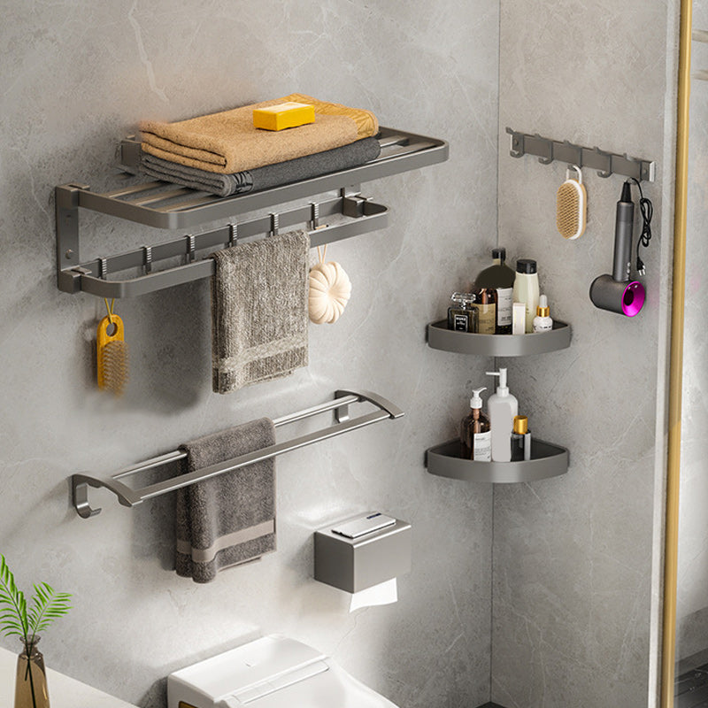BowLift | Modern Gray Bathroom Accessories Set Aluminum Stainless Steel Bathroom Shelf/Towel Hooks/Towel Bar