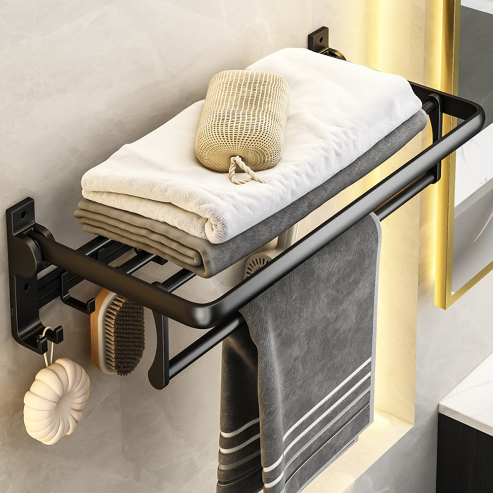BowLift | Contemporary Bathroom Accessory Set Matte Black Bathroom Set with Bathrobe Hooks/Towel Bar