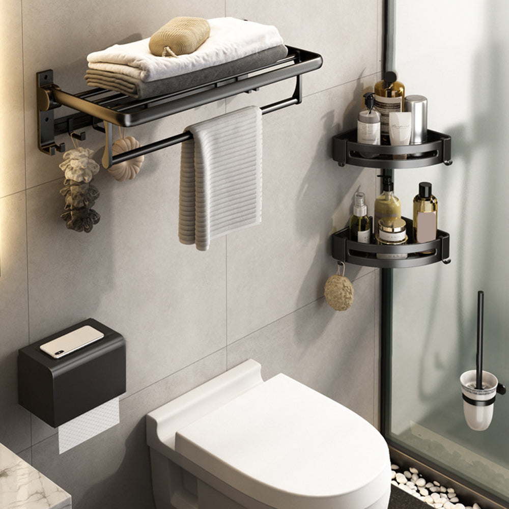 BowLift | Contemporary Bathroom Accessory Set Matte Black Bathroom Set with Bathrobe Hooks/Towel Bar