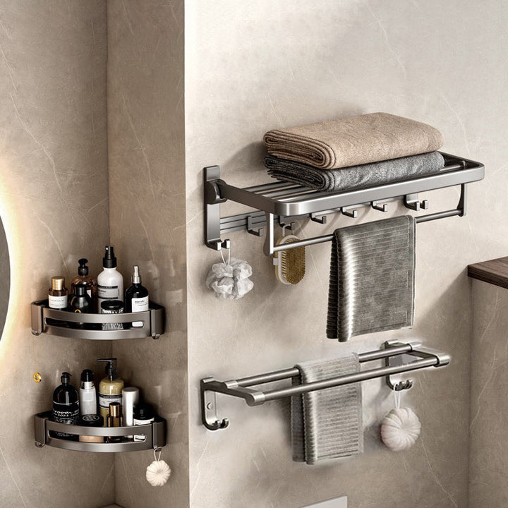 BowLift | Contemporary Gray Bathroom Hardware Set Bathroom Shelf/Towel Bar Including Bathroom Set
