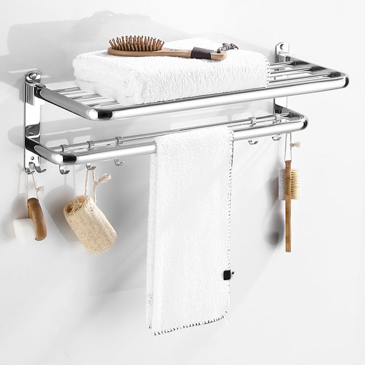 BowLift | Modern Bathroom Set with Bathroom Shelf/Towel Bar Polished Chrome Bathroom Accessory Set