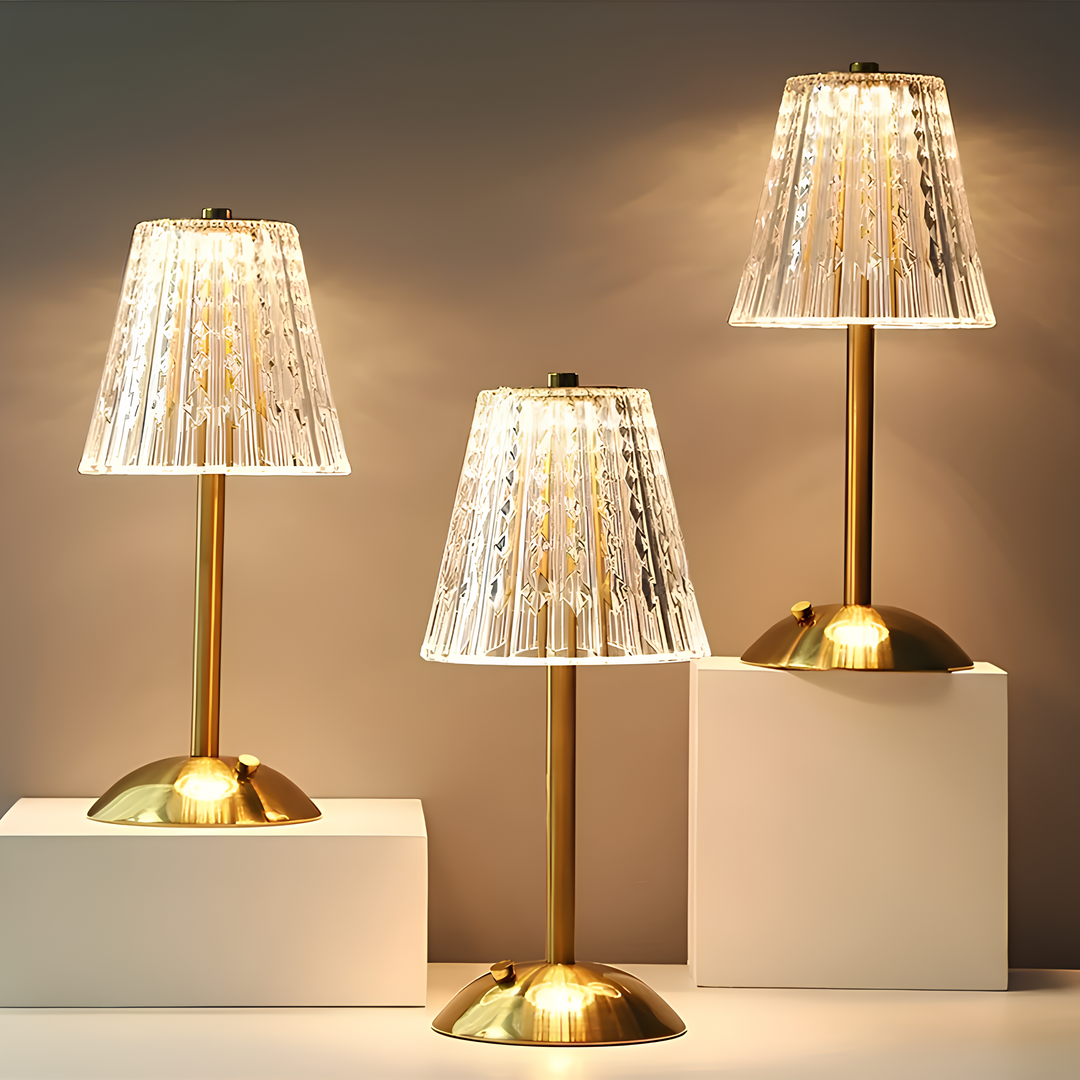 Golden Crystal Table Lamp - Aurora Luxe | Bowlift