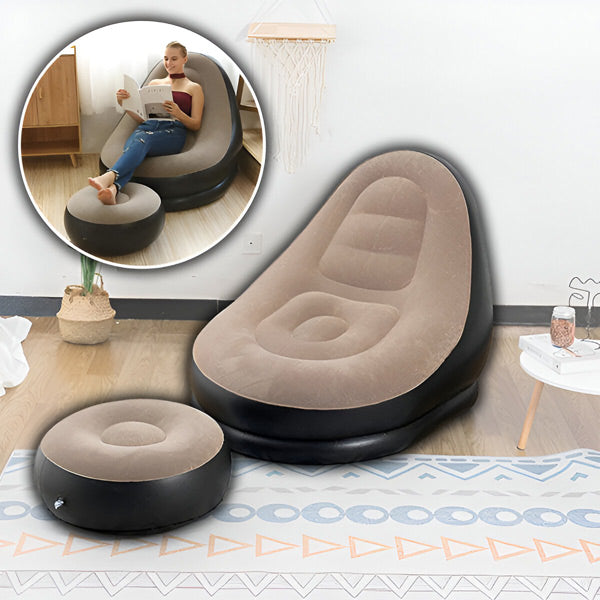 BowLift | RelaxSeat Inflatable Lounge Chair with Footrest – Indoor & Outdoor Comfort