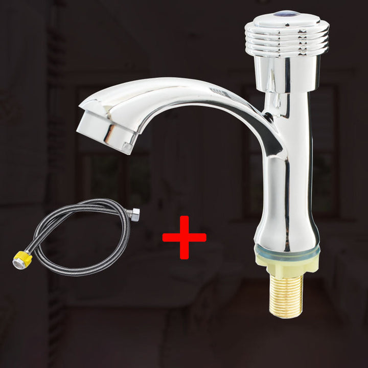 BowLift | Modern Bathroom Faucet Chrome Knob Handle with Water Hose Basin Faucet
