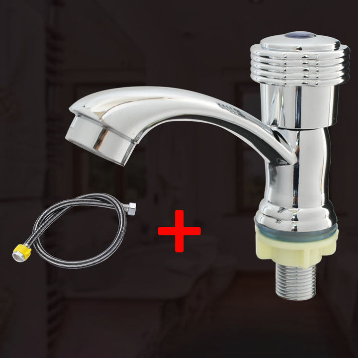 BowLift | Modern Bathroom Faucet Chrome Knob Handle with Water Hose Basin Faucet
