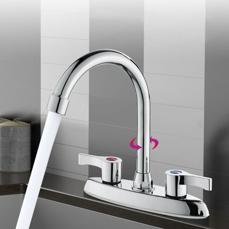 BowLift | Modern Center Set Mixer Tap Chrome 2 Knob Handles Swivel Spout Basin Mixer Tap