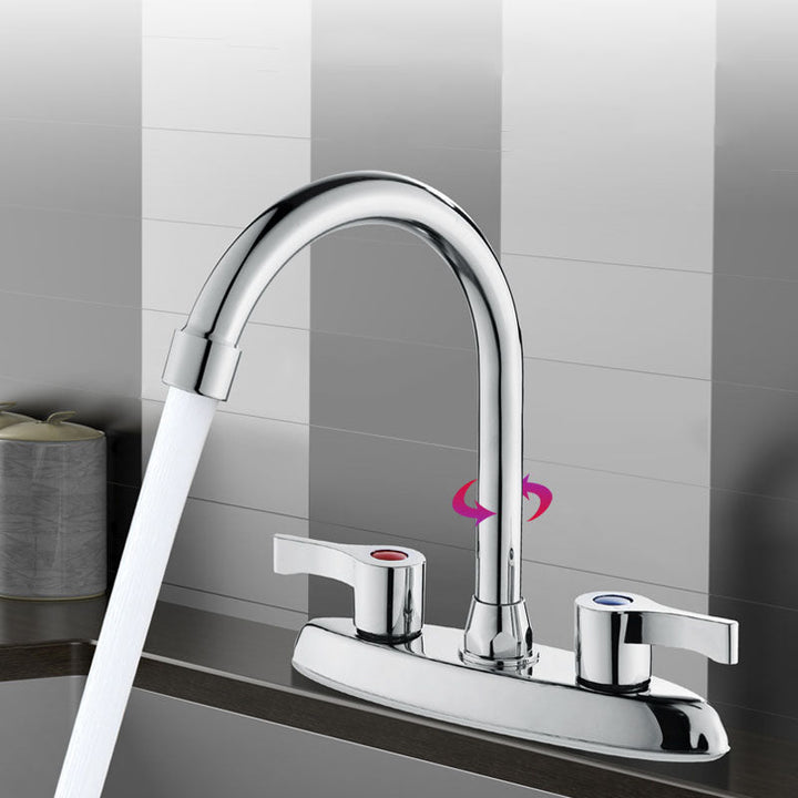 BowLift | Modern Center Set Mixer Tap Chrome 2 Knob Handles Swivel Spout Basin Mixer Tap