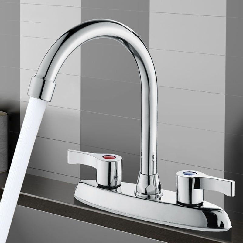 BowLift | Modern Center Set Mixer Tap Chrome 2 Knob Handles Swivel Spout Basin Mixer Tap